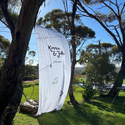 Custom Iron-On Fabric Transfers | Linen Signs, Backdrops & Events | Sydney, Australia Wide