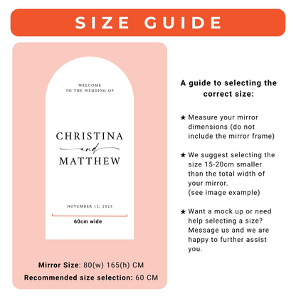 Wedding Welcome Decal - Classic Minimal Style