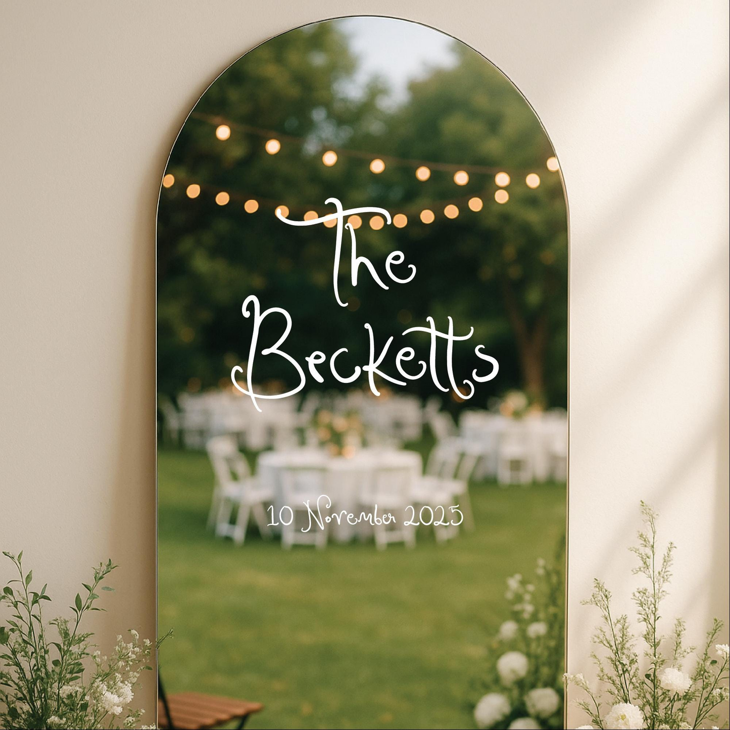 Wedding Mirror Vinyl Decal - Romantic Calligraphy Sign