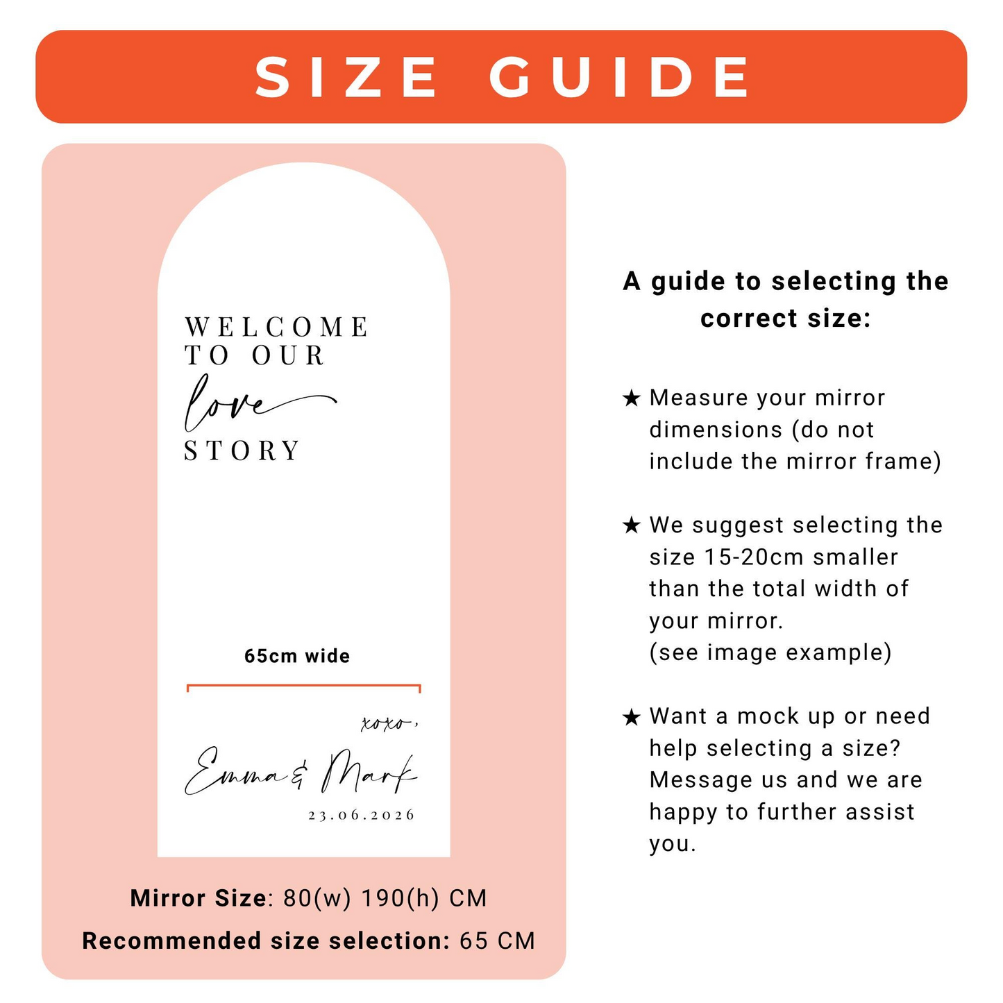 Wedding Mirror Sign - Modern Script Design