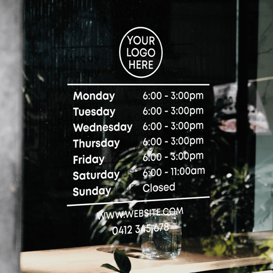 Opening Hours Decal