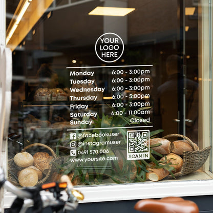 Opening Hours Decal